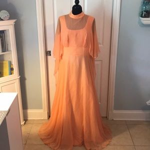 VINTAGE 70s creamsicle orange chiffon dress
